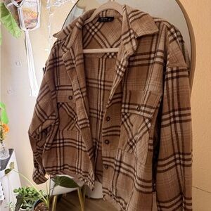 Brown Plaid Utility Jacket